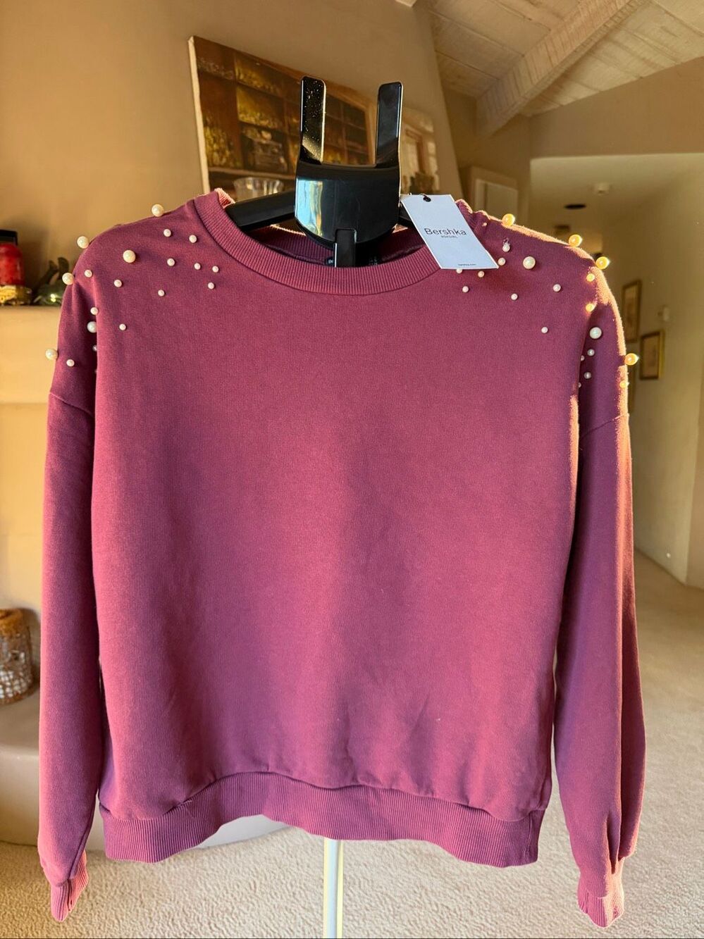 NWT Bershka pearl embellished pullover